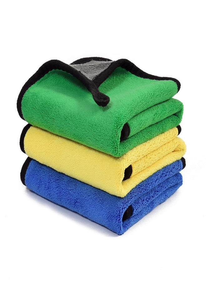Outlay Home Microfiber Multi-Purpose Double Sided Vehicle Cleaning Cloth/Towel 800 GSM - Multicolor, 40X30 CM (Set of 3) - Image 1
